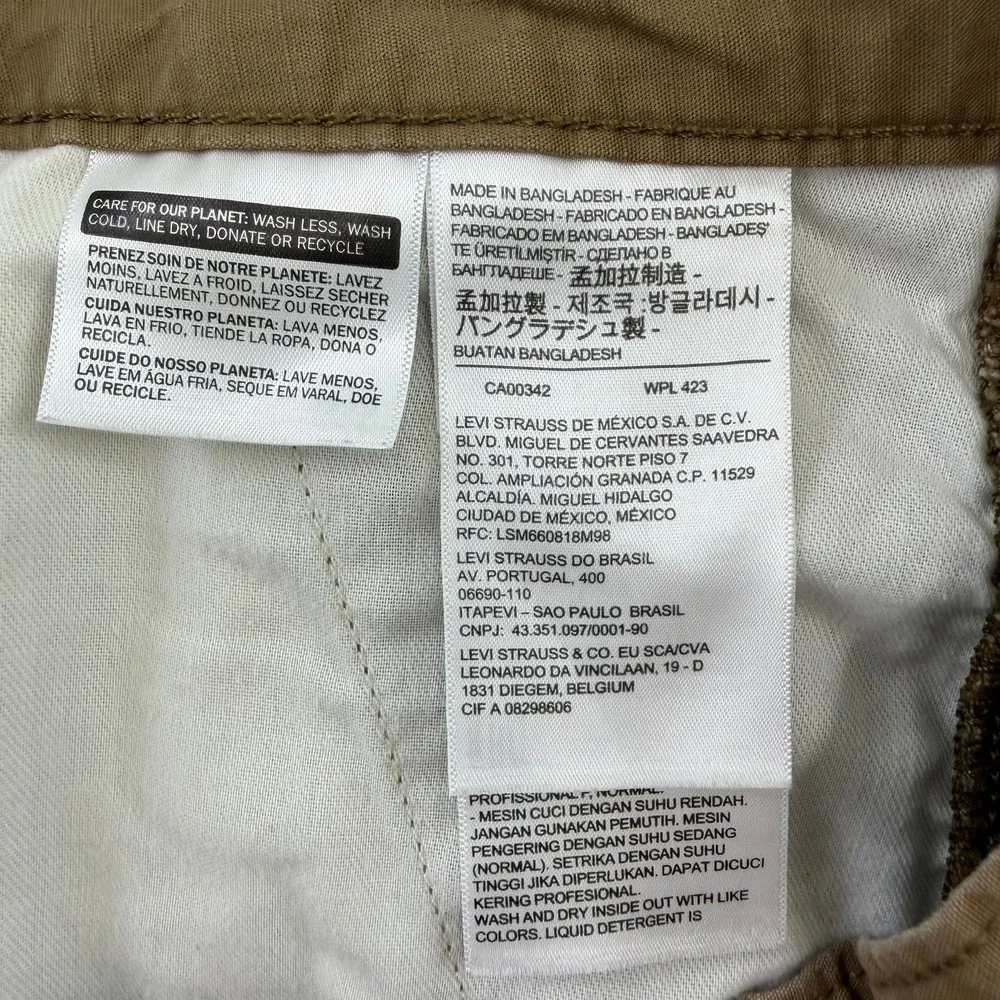 Levis Mens Brown Ripstop Cargo Shorts Size 34 Utility Workwear Casual Brown